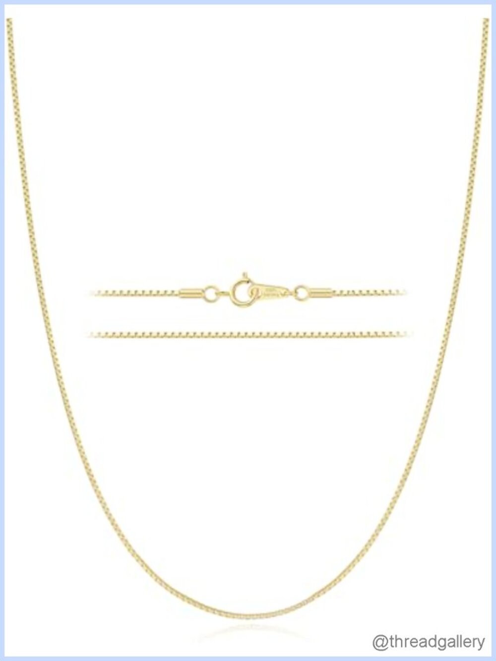 14K Gold Plated 925 Sterling Silver Box Chain Necklace 24 Inch